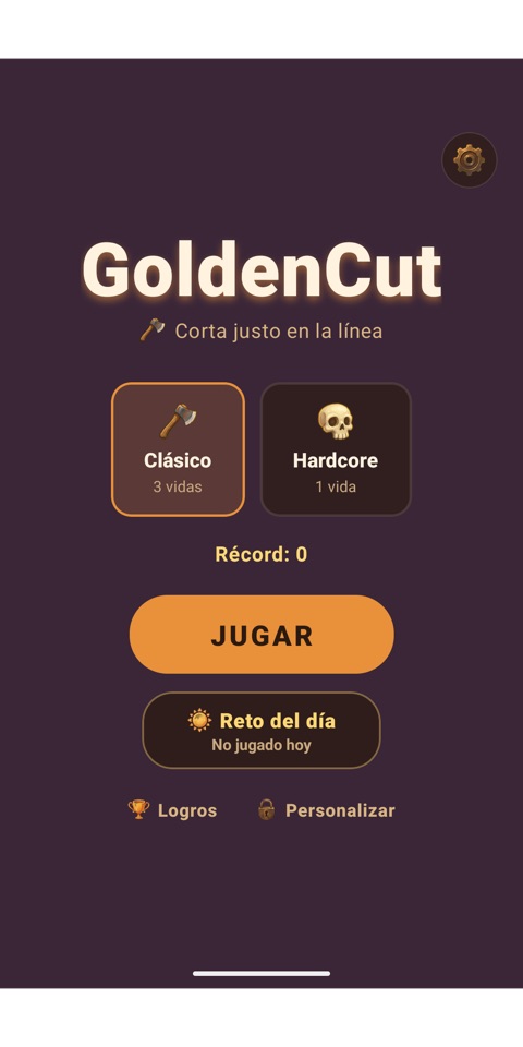 Menú principal de GoldenCut