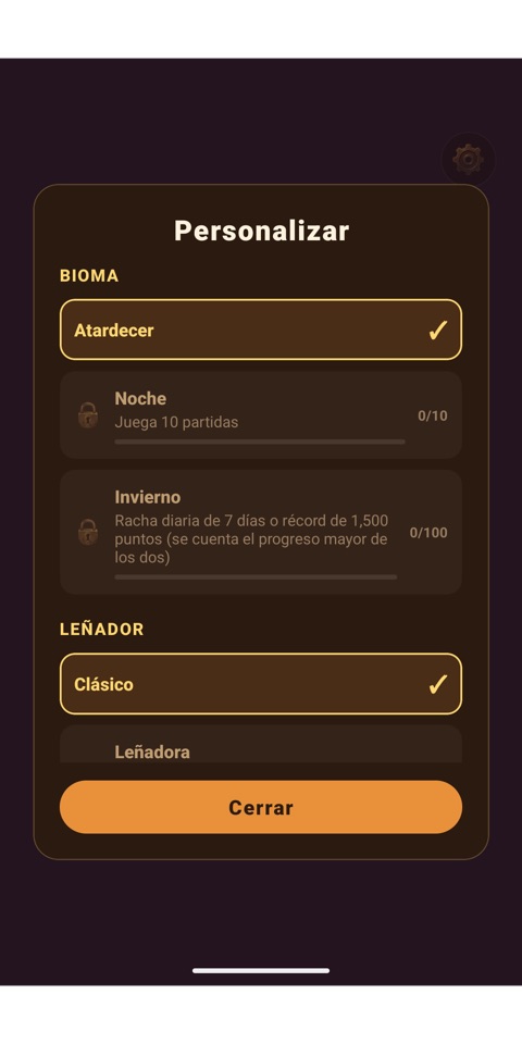 Pantalla de personalización