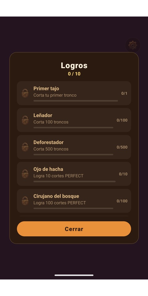 Pantalla de logros